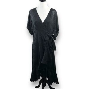 Lovestitch Women's size M 2Pc Robe Set Black Lace Robe‎ And Slip Nightie New